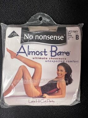New No Nonsense Pantyhose Almost Bare Lace Size B Hi-Cut Panty Bare Bisque